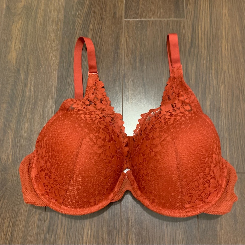 Orange Plunge Coverage Push-Up Bra